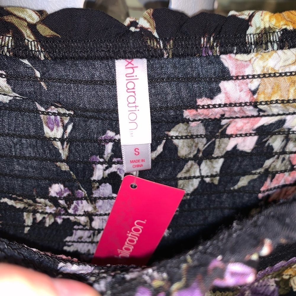 Xhilaration Black and Pink Off the Shoulder Tie Waist Summer Jumpsuit S NEW - Picture 5 of 6
